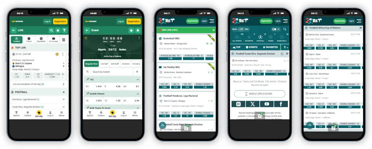 Mobile app Betwinner and 22Bet Screenshot
